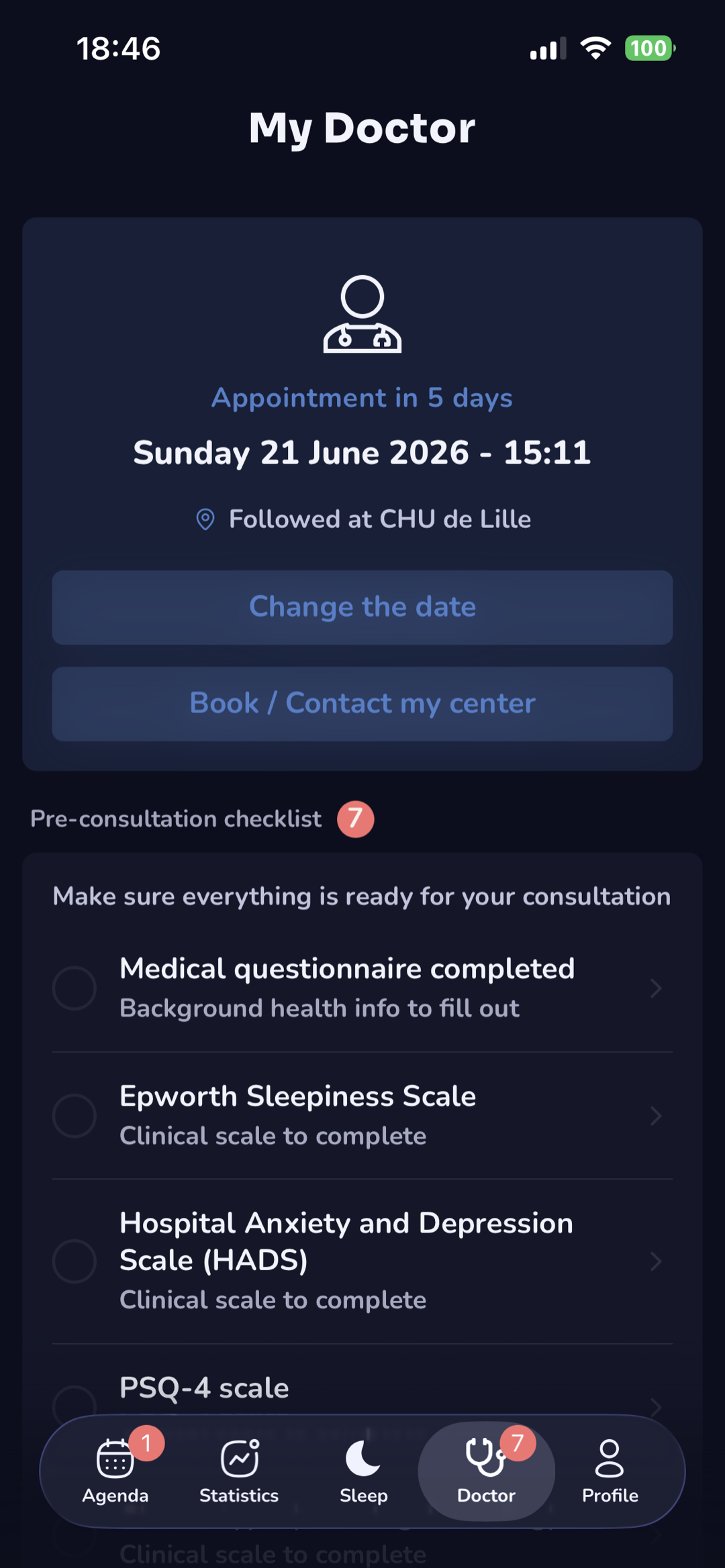 Appointment preparation screen in the app